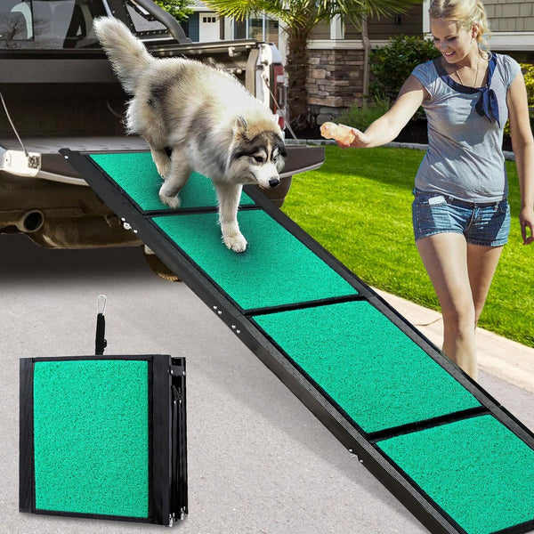 170cm Long Dog Ramp for Cars,43cm Wide Folding Dog Ramp for Large Dogs with High Traction Carpet Surface,Non-slip for Truck,SUV,Portable Pet Ramp Stairs for Medium Large Dog Up to 100kg