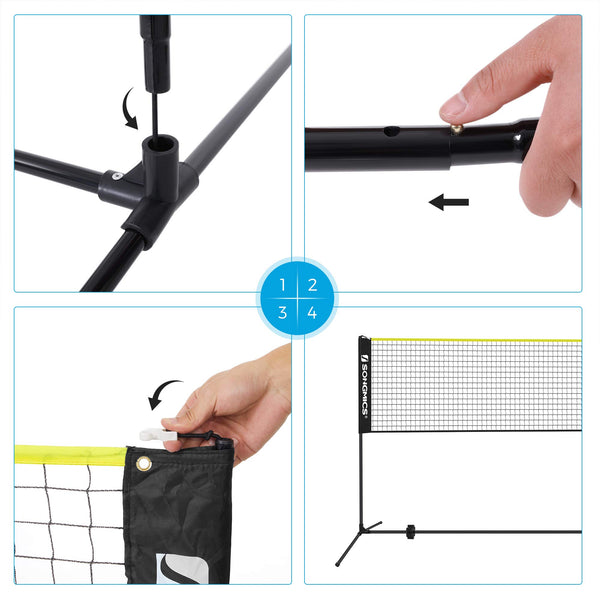 SONGMICS 3 m Badminton Net, Volleyball Net, Adjustable Poles Height, Portable Set for Tennis
