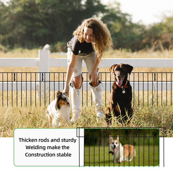 10.8 Feet Portabl Pet Dog Fence Outdoor, 10 Panels 17in H x 13in W Adjustable Garden Border Fencing for Dogs, Puppy Proof Barrier with Easy