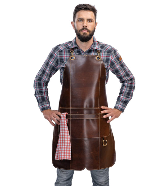 Angus Stoke Premium Leather apron Bob - 100% leather grill apron - vintage leather apron BBQ & kitchen (L-XL)