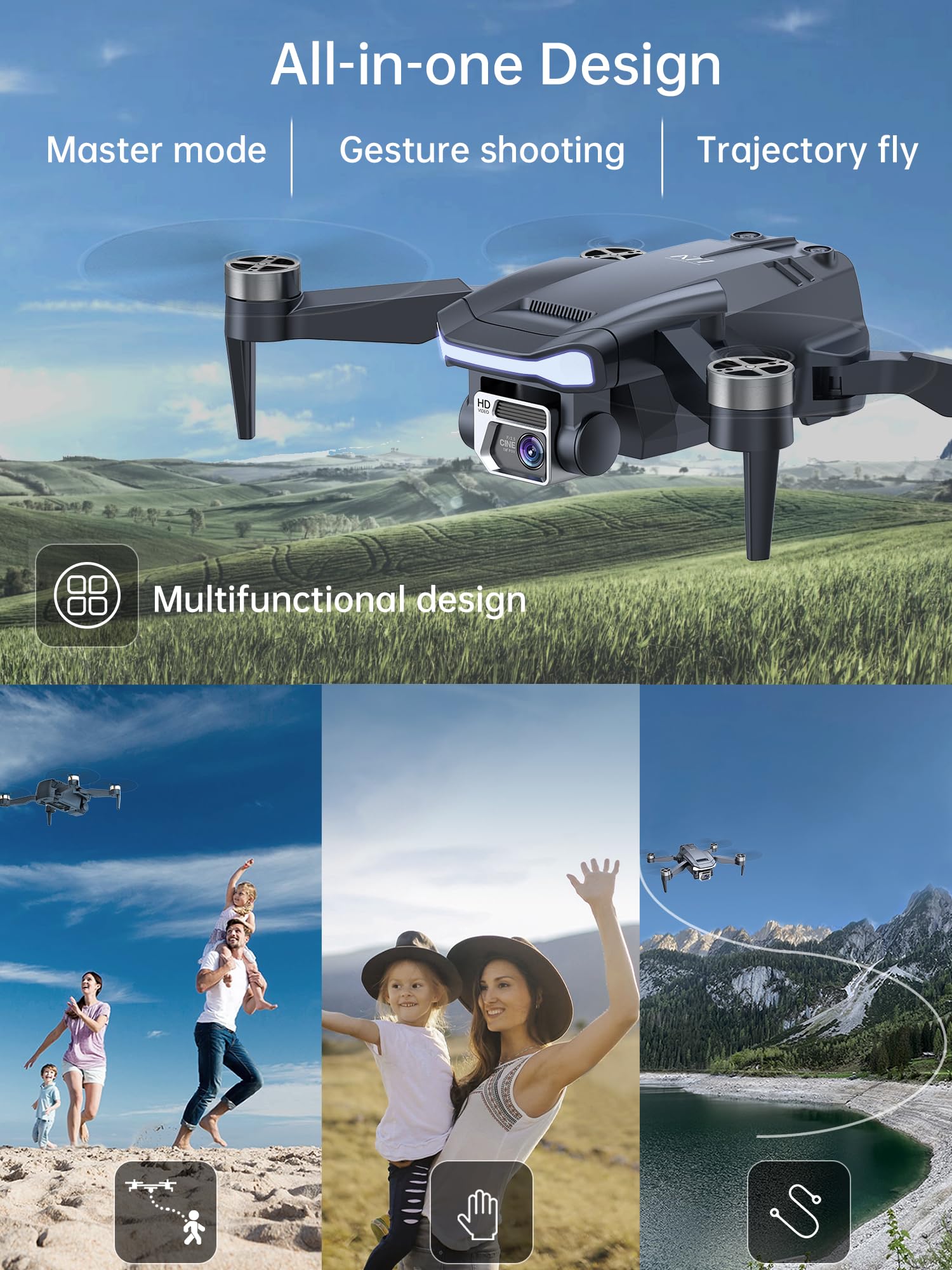 2650 ft Control Range Super Endurance Foldable Drone with Camera for Beginners–60+ min Flight Time, WiFi Quadcopter with 4K HD Camera, Brushless Motor, Auto Hover, Follow Me (3 Batteries)
