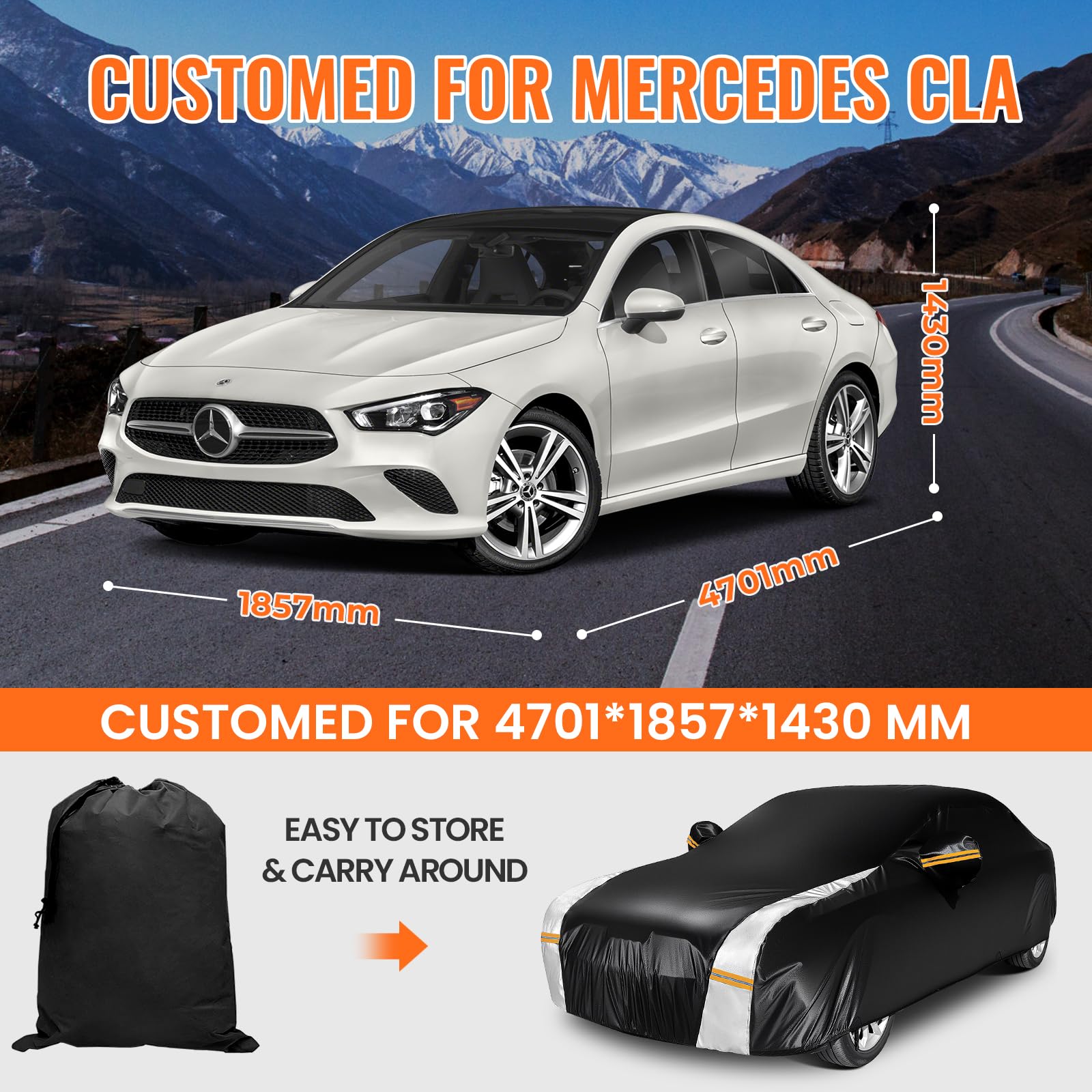 Car Cover Custom Fit for Mini Convertible F57(2016-2023), Car Covers for Outside Storage Waterproof Breathable, Full Cover Outdoor All Weather Protection Rain Sun Dust with Zip and Cotton(Black)