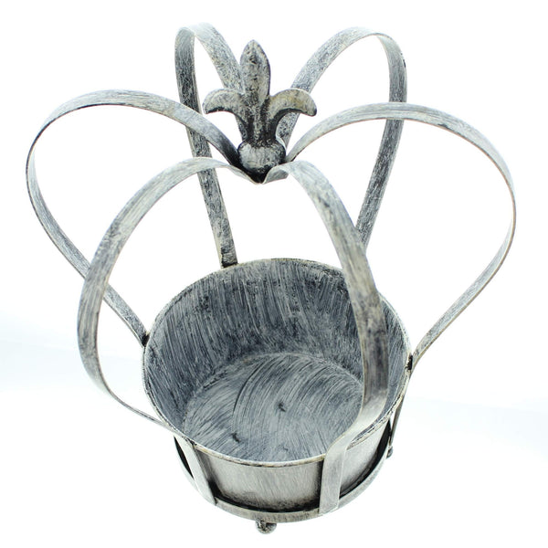 Frank Flechtwaren 229815: Planter"Crown" in Distressed Look Metal in Black 30 CM Large, for direct planting