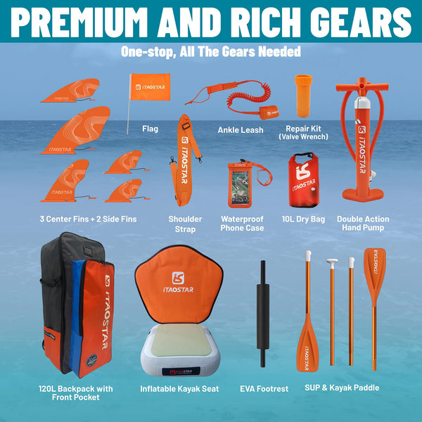 iTAOSTAR Journey 11'6" / 11'×34" / 11'×35" Extra Wide Paddle Board, One-Stop Premium SUP Board Accessories, Tailored Fins, Stable Inflatable Stand Up Paddle Boards for Youth/Adults of All Skill Levels