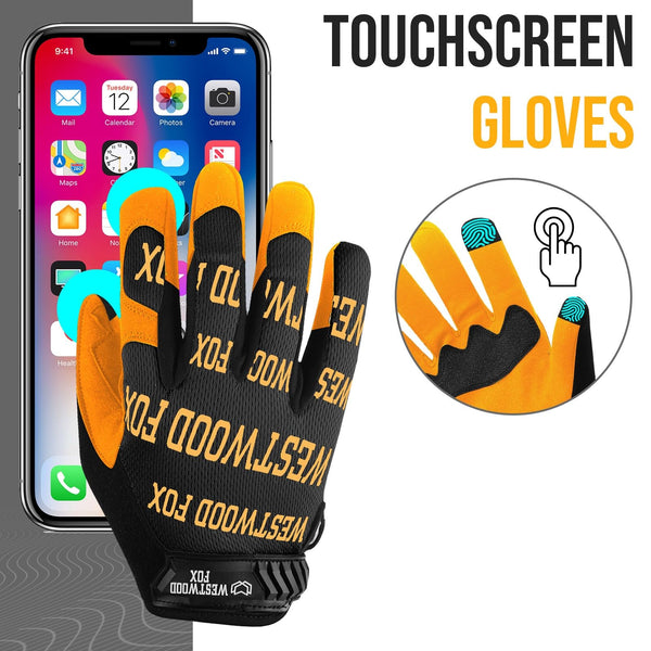 WESTWOOD FOX Gardening Working Gloves Garden Thorn Proof Flexible Heavy Duty Leather Mechanic Utility Dexterity Breathable Construction Gloves for Work Mens Women (Metallic Orange, L)