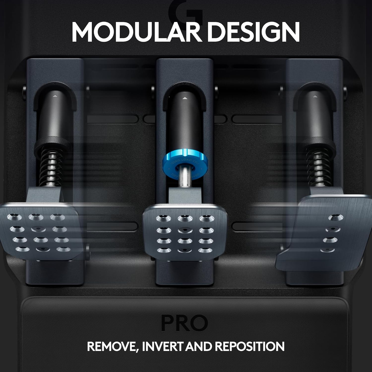 Logitech G PRO Racing Pedals - Racing Simulator Pedals with 100kg Load Cell Brake, Fully Customisable, Swappable Springs & Elastomers, Modular Design, Black