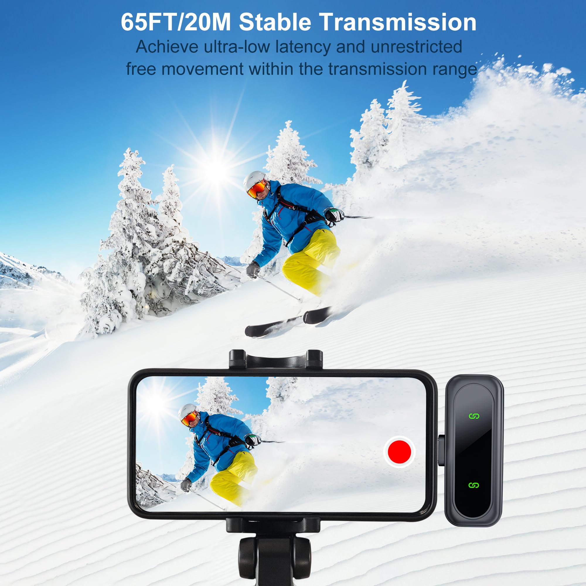 dralud 2 Pack Wireless Lavalier Microphone with Magnetic Clip, Microphone for iPhone Android Phone with USB-C, Mini Mic with Noise Cancellation for Video Recording TikTok YouTube