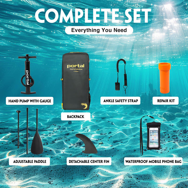 Portal Stand Up Paddle Board, 10'6x33 x6 Inflatable Paddle Boards with SUP Accessories Including Carry Bag, Hand Pump, Paddle, Leash, Fin, Repair Kit, Waterproof Phone Case
