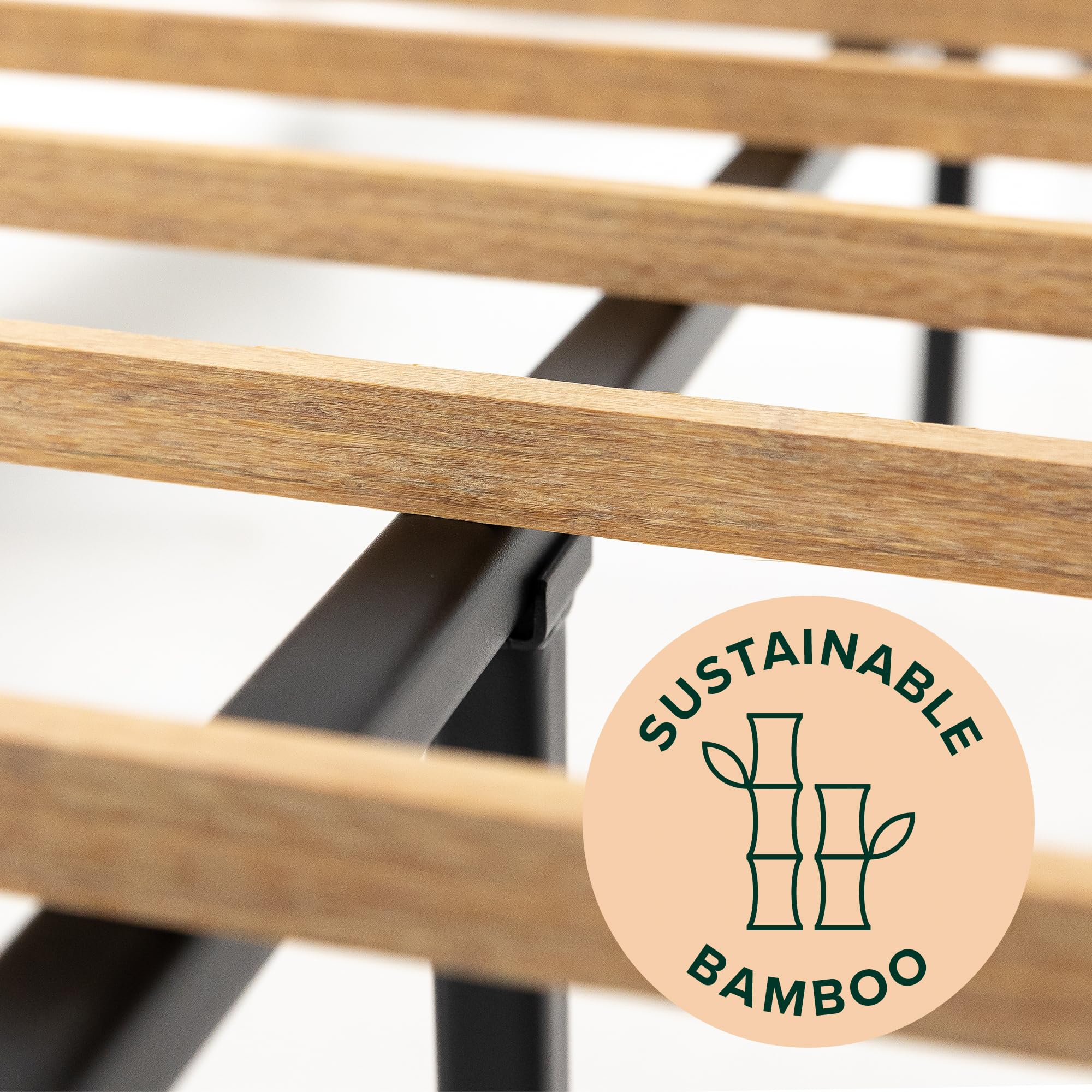 Zinus Sasha Super King Bed frame - Bed 180x200 cm - 25 cm Height - Upholstered Platform Bed frame with Wingback Headboard - Medium Grey