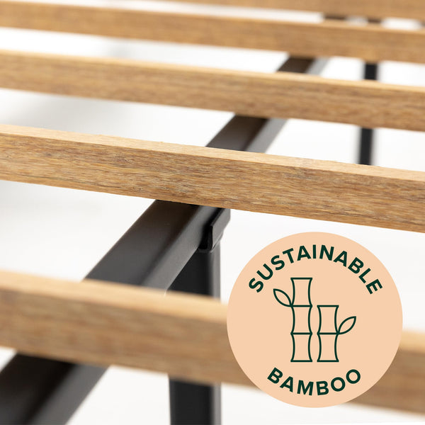 Zinus Sasha Super King Bed frame - Bed 180x200 cm - 25 cm Height - Upholstered Platform Bed frame with Wingback Headboard - Medium Grey