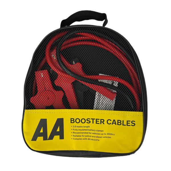 AA Insulated Booster Cables/Jump Leads AA4550 - For Petrol/Diesel Engines Up to 3000cc, 3 m Cable, Storage Bag