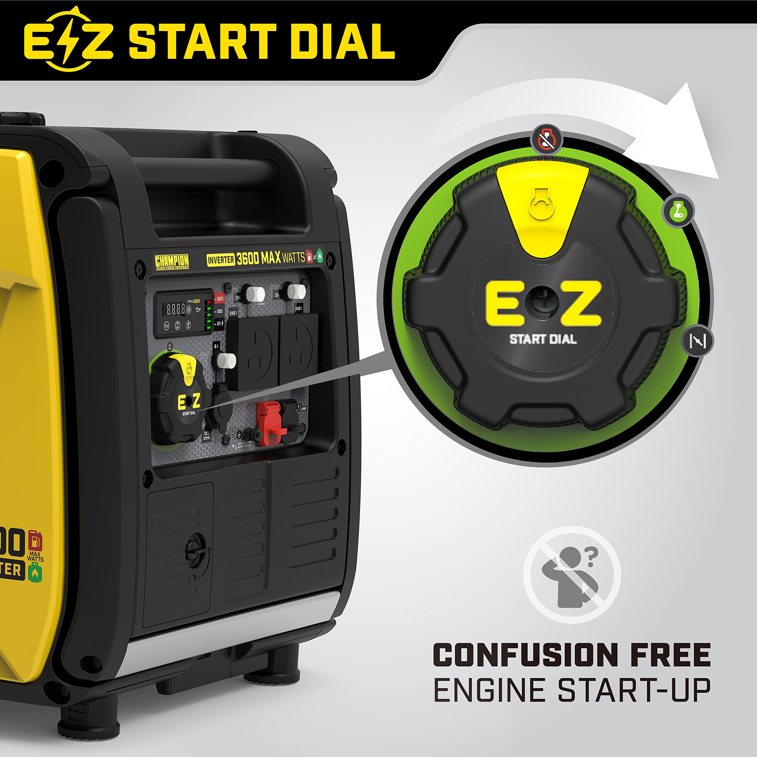 Champion Power Equipment 92001i 2200 Watt LPG Dual Fuel Portable Inverter Generator - 80cc Engine, 4.1L, Petrol or Propane - Lightweight, True Sine Wave, EZ Start, Fuel Fill Assist LED, Ultra Quiet