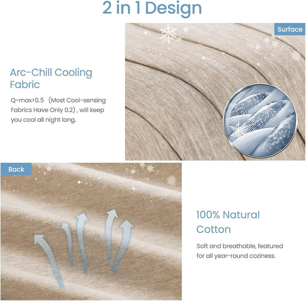 Elegear Cooling Blanket for Night Sweats, Q-Max 0.5 Arc-Chill Summer Cool Fiber Throw for Bed Sofa Chair Travel Adult Kids Hot Sleeper, Comfort, Lightweight, Twin/Double, 150x200cm, Gray