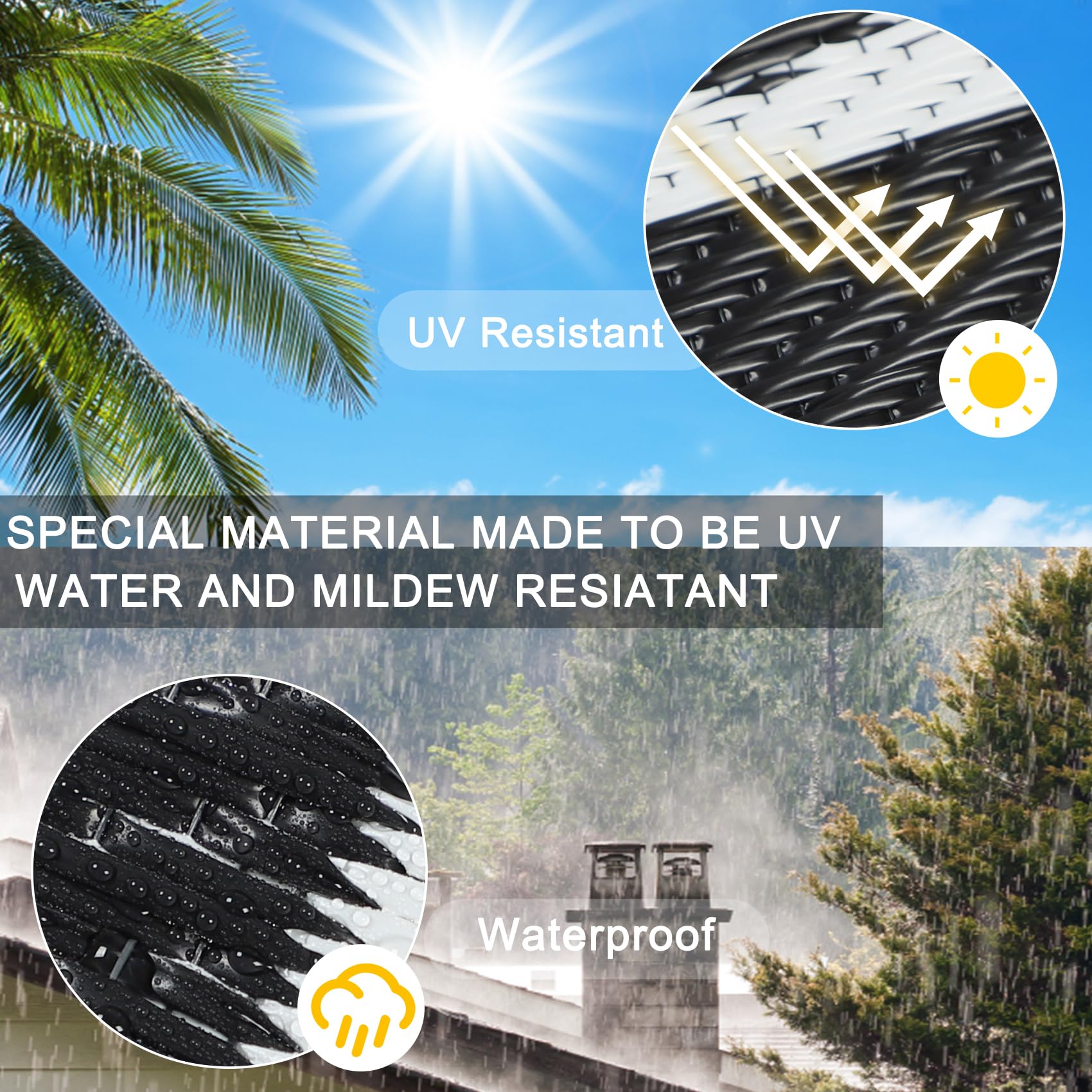 Cekene Large Outdoor Rug Waterproof Black 245x305cm Patio Rugs Reversible RV Camping Mat Lightweight Plastic Portable Outdoor Carpet for Picnic Porch Deck Backyard BBQ Beach