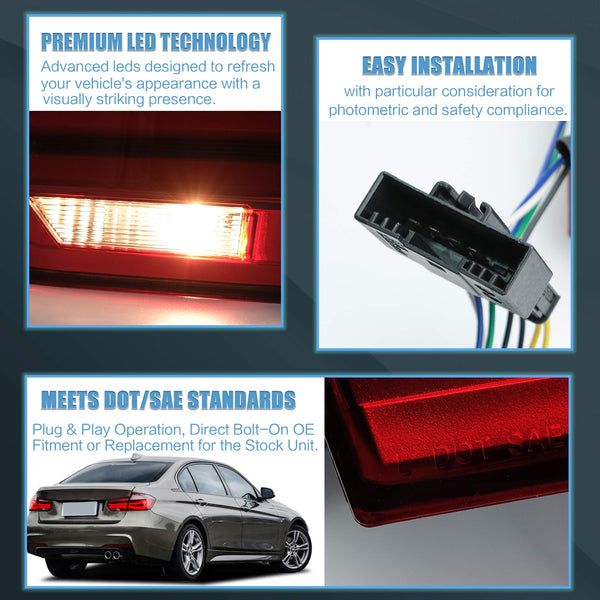 VLAND OLED Rear Lights Compatible with 2013-2018 BMW 3 Series F30 F35 F80 320i 328i 335i Sedan (Not for F31 F34), Tail Lights with Sequential Indicators, E-mark, Red