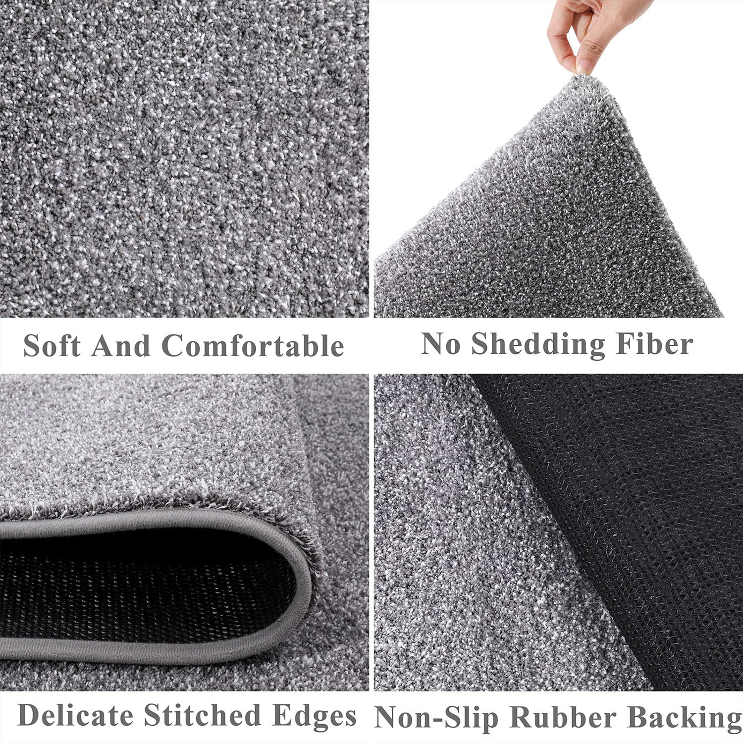 SHACOS Carpet Runners for Hallways Light Grey Non Slip 60x240cm Long Washable Kitchen Runner Mat Rubber Backing Hall Runners Long Corridor Rug for