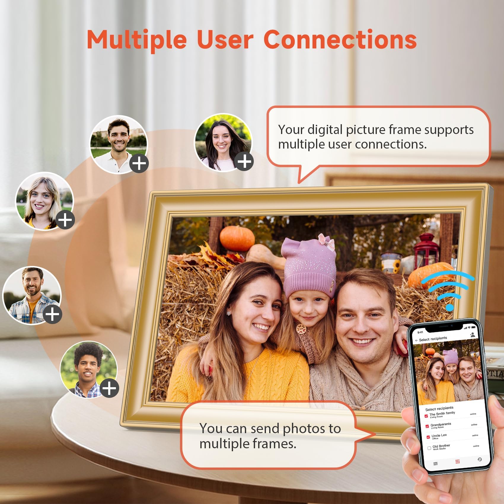 Frameo WiFi Digital Photo Frame 10.1 Inch - 1280x800 HD IPS Touch Screen Picture Frame Electronic, 32GB Memory, Auto Rotate, Wall Mountable, Digital PictureFrame for Sharing Photos and Videos