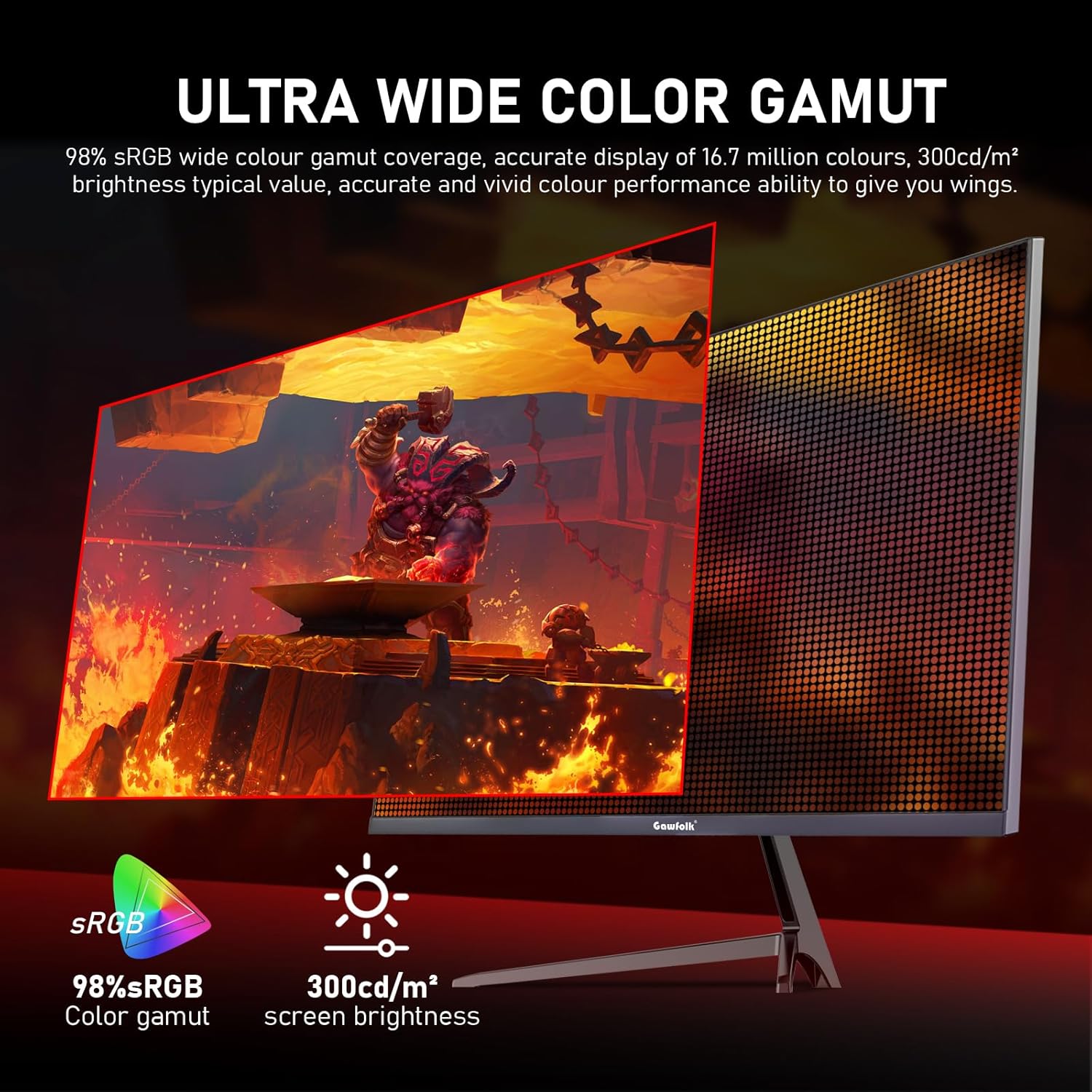 Gawfolk 34 Inch Ultrawide Curved 144Hz Gaming Computer Monitor 1500R PC Screen 21:9 UWQHD (3440x1440),Adaptive Sync,178° Viewing Angle,Display Port、HDMI 2.0, VESA75x75MM-Black