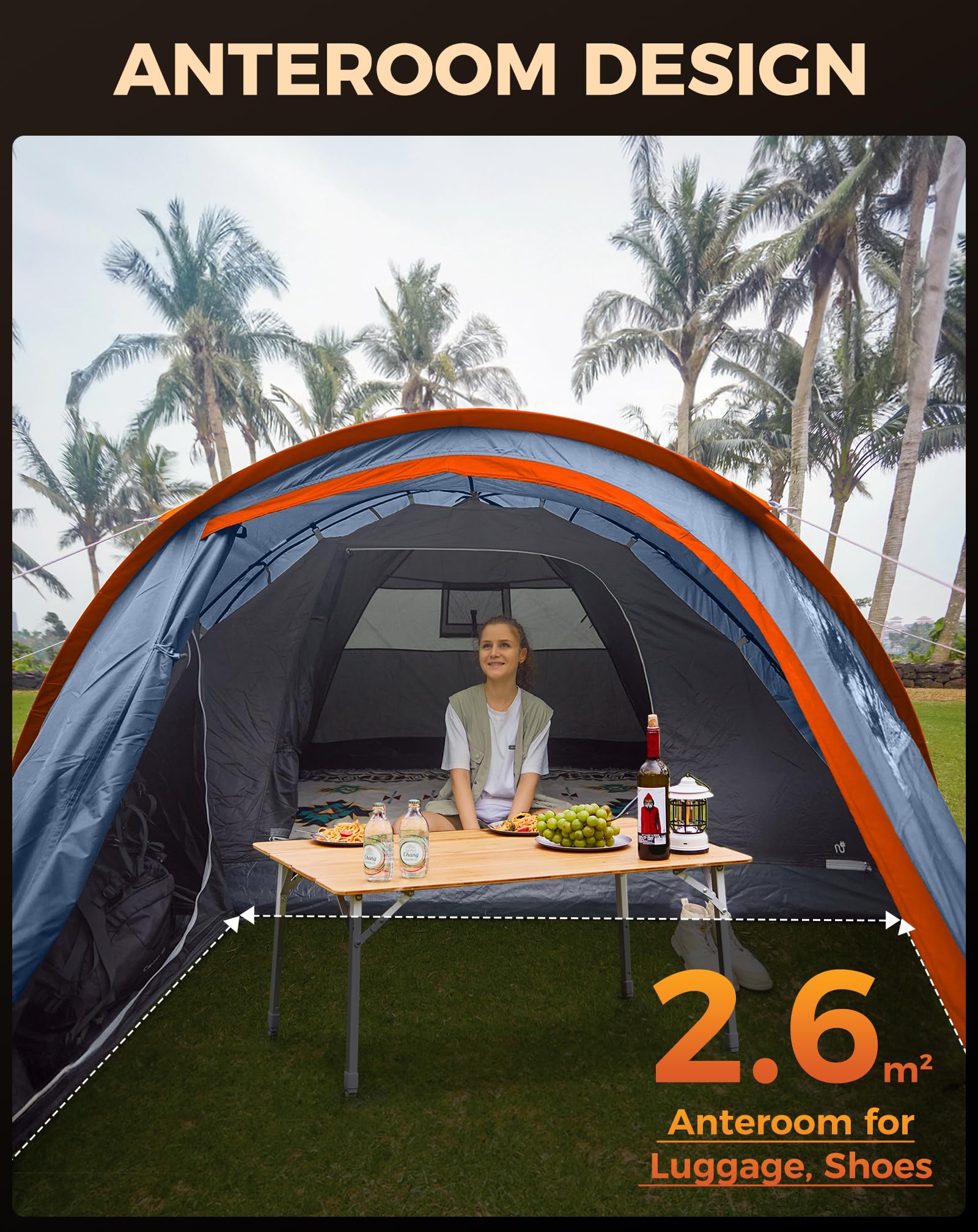 KingCamp Camping Tent for 4 Man, Ultralight Waterproof Dome Tent, Compact and Backpack-Friendly, Ideal Tent for Camping, Trekking and Outdoors