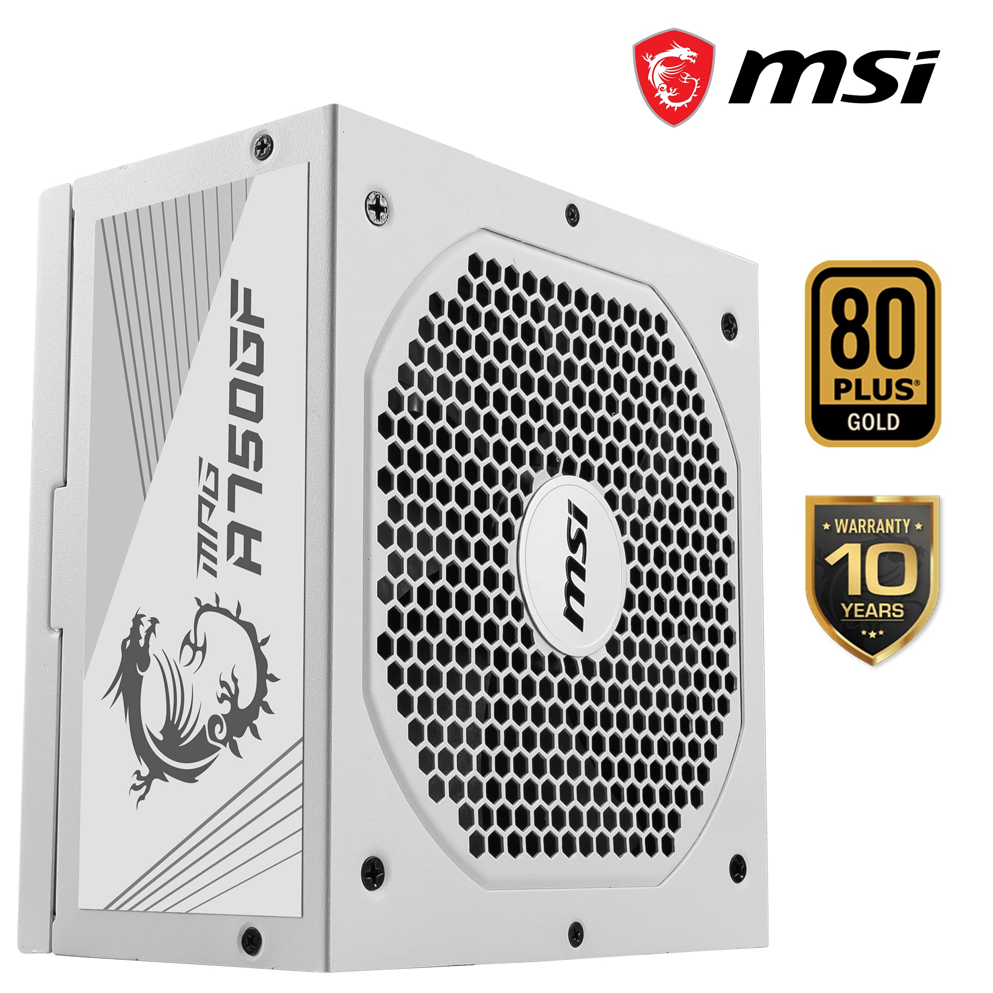 MSI MPG A1000G PCIE5 Power Supply Unit, UK Plug - 1000W, 80 Plus Gold Certified, Fully Modular ATX 3.0, PCIe 5.0 GPU Support, Japanese 105°C Capacitors, 0% RPM Mode, Flat Cables - 10 Year Warranty
