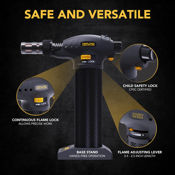 LEXIVON Butane Soldering Iron Multi-Purpose Kit | Cordless Self-Igniting Adjustable Flame 7-Tip Set | Pro-Grade (LX-770)