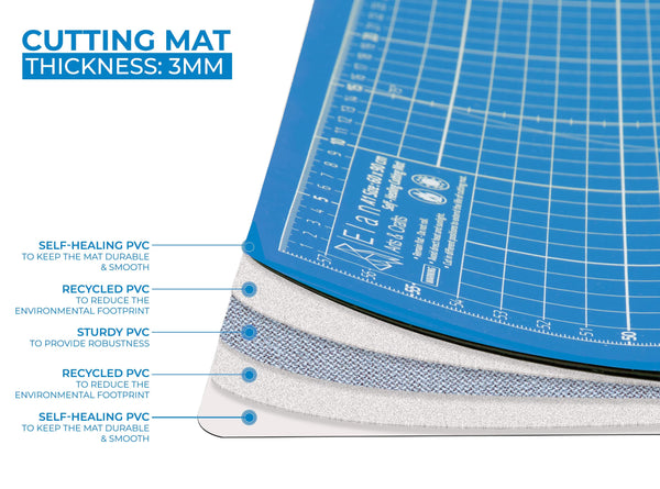 Elan A0 Cutting Mat Blue, 5-Ply Hobby Board for Crafts 120X90 CM, Extra Large Self Healing Cutting Mat A0, Extra Large Craft Board Blue