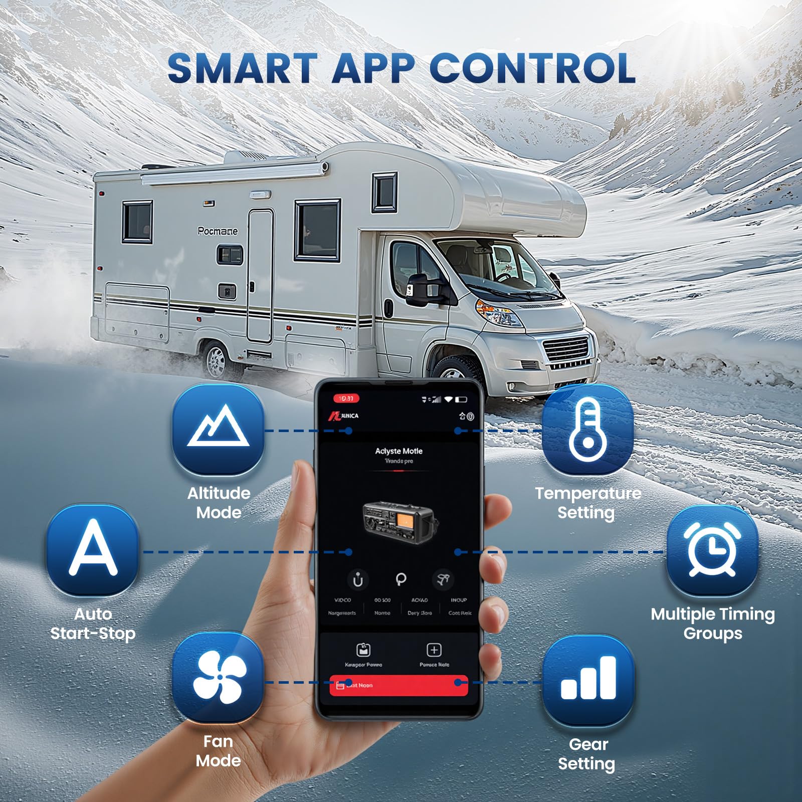 8KW Diesel Heater, HBS1S Portable Diesel Air Heater with App Control, 10-Temperature Settings, 18% Boost in Burning Efficiency, Auto Start-Stop, and 240V AC 12V 24V DC, for Car, Campers, 2025 Upgraded