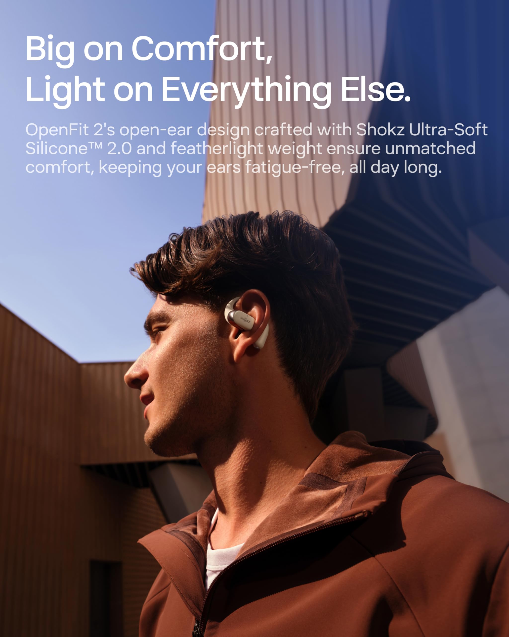 SHOKZ OpenFit 2 Open-Ear Headphones, True Wireless Bluetooth Earphones with Microphone, Earhook Earbuds with 48 Hours of Playtime, USB-C Fast Charging, IP55 Water-Resistant, with Carrying bag, Black