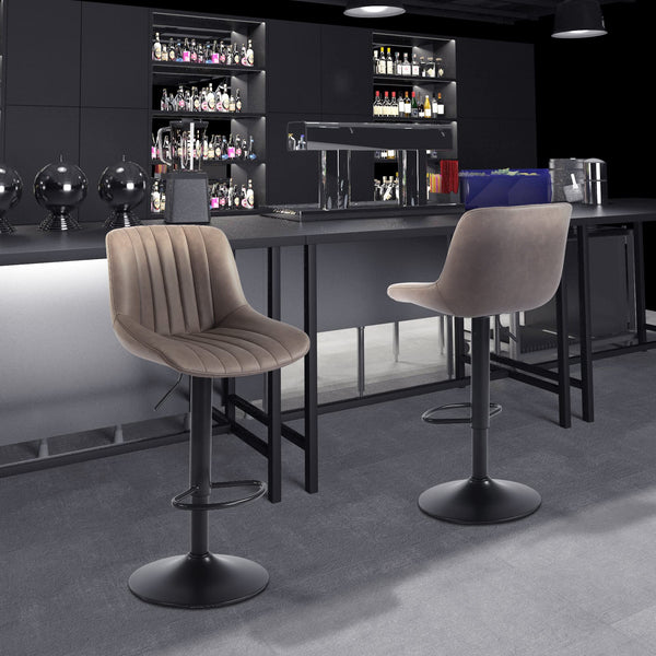 Youhauchair Bar Stools Set of 2, Swivel Counter Height Barstools with Back, Adjustable PU Leather Bar Chairs, Modern Armless Kitchen Island Stool, Black