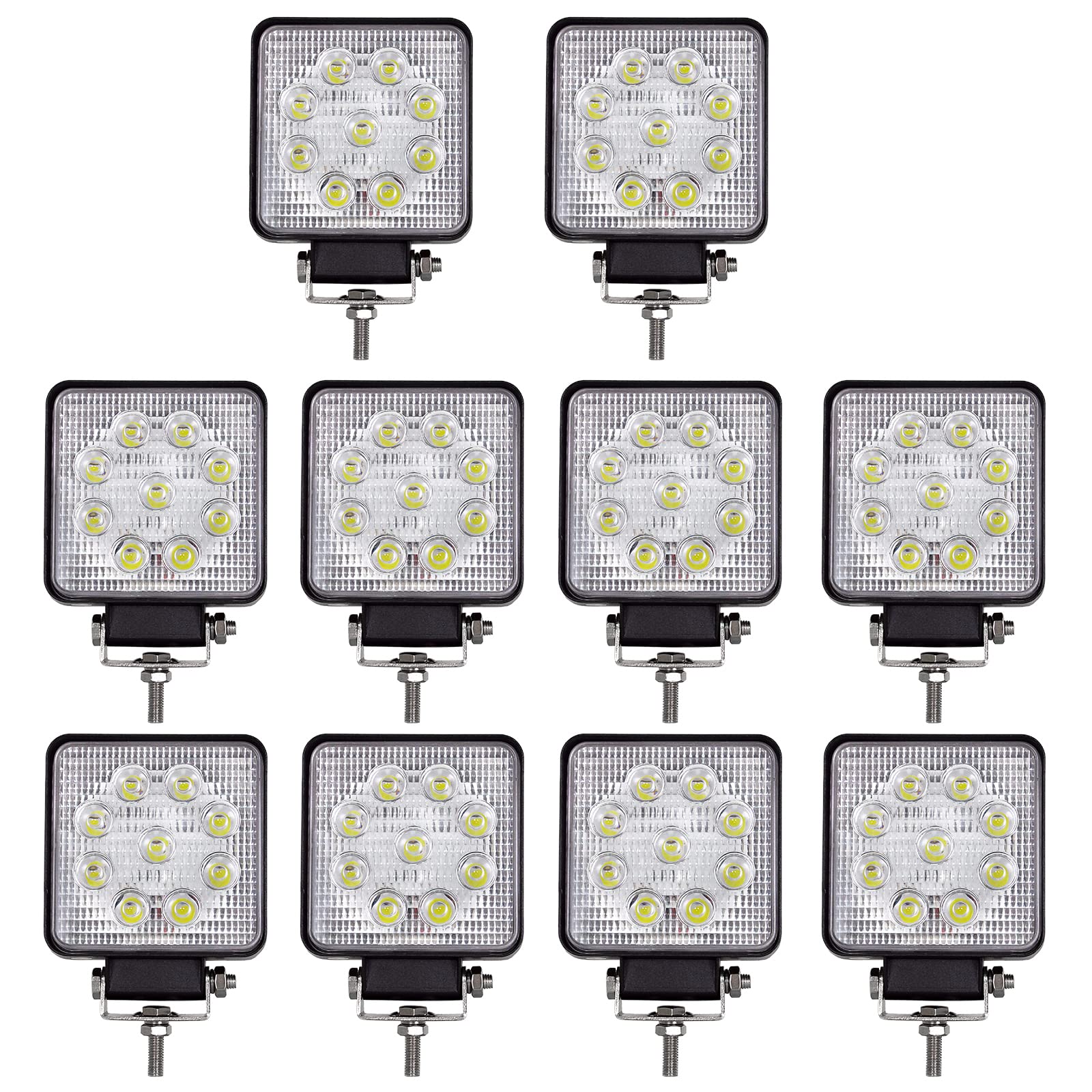 RIGIDON 2 Pcs Square Led Work Light, 4 inch 48W Spot Beam, 12V 24V Driving Lights Lamp for Car Off road Boat Truck 4x4 SUV ATV Tractors Excavator, 6000K White, Fog Lamp