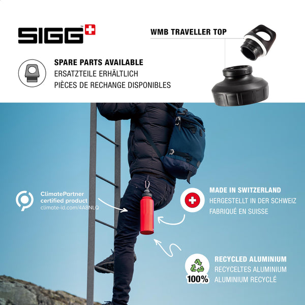 Sigg - Aluminum Water Bottle - Traveller - Climate Neutral Certified - Suitable For Carbonated Beverages - Leakproof & Lightweight - BPA Free - 0.6L / 1L/ 1.5L