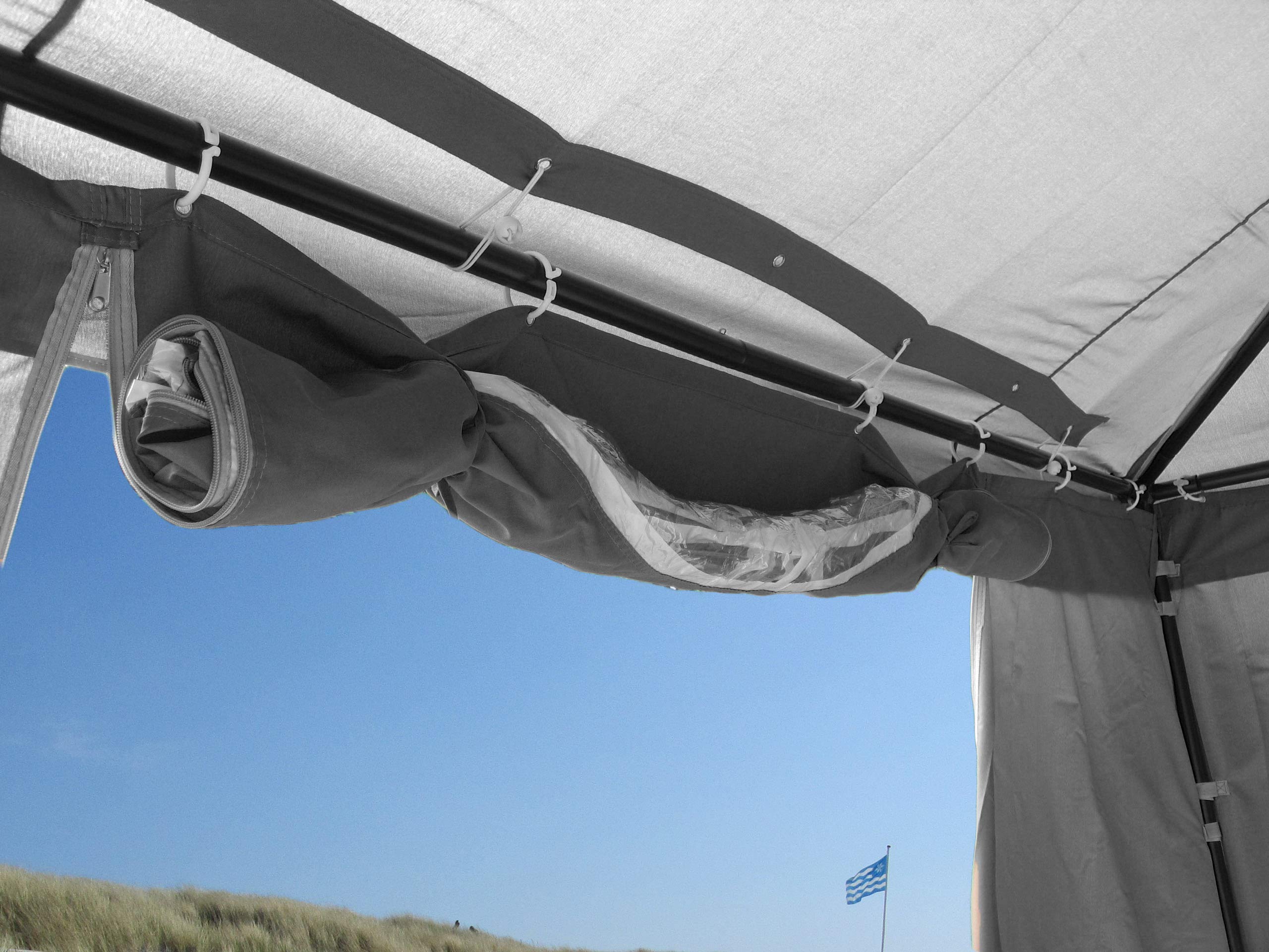 QUICK STAR Side Panels 2x (300 x 193 cm, 400 x 193 cm) for Sahara Gazebo 3x4 m, Grey Polyester with PVC Window, Waterproof, Garden Style