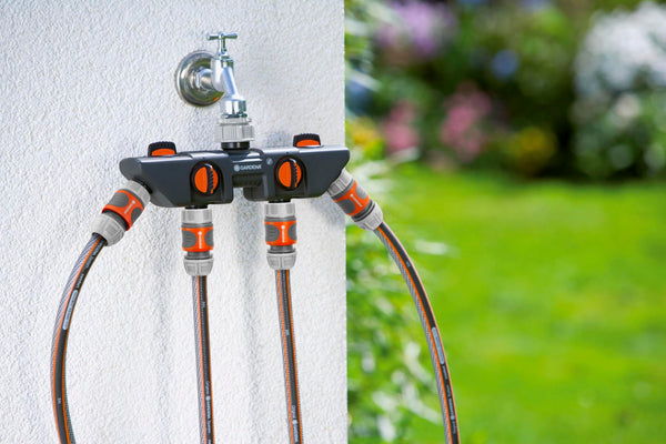 Gardena Four Channel Water Distributor: Connects up to Four Devices to The tap, can be Used with Gardena Water Computers and timers, Water Flow can be Regulated or Switched Off (8194-20)