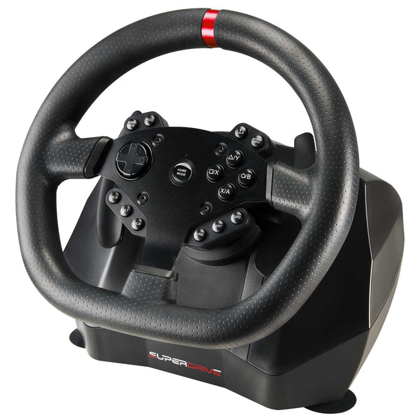 Subsonic Superdrive GS650X racing wheel with manual shifter, 3 pedals, and paddle shifters for Xbox Serie X/S, PS4, Xbox One (programmable)