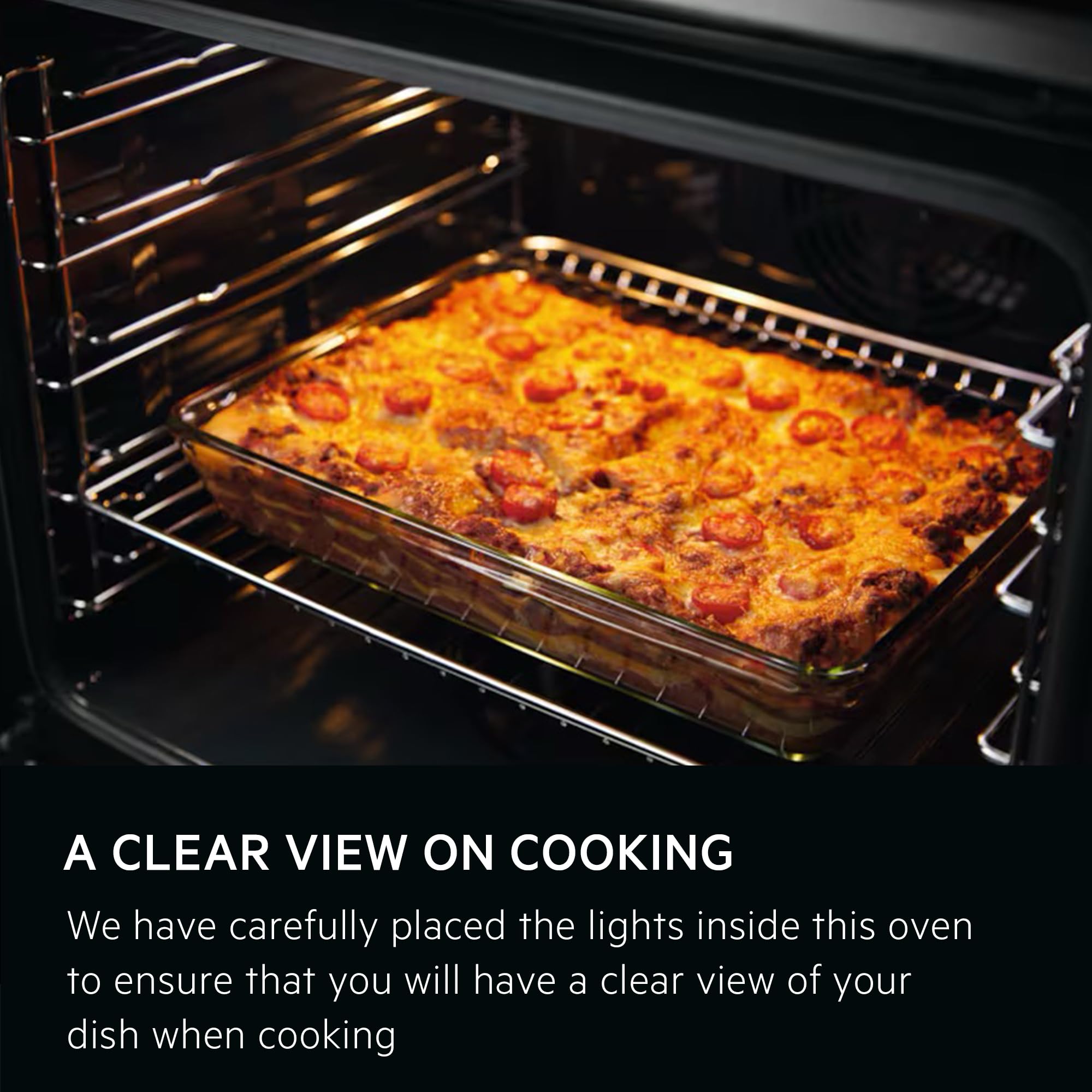 AEG 3000 Series Surroundcook Integrated Oven BEX335011B, 72L Multilevel Cooking, Turbo Grill, Defrost, Led Display, XL Baking Tray, Aqua Clean, Built-in Oven 590x560x550mm, Class A+++ Black