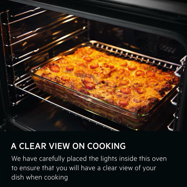 AEG 3000 Series Surroundcook Integrated Oven BEX335011B, 72L Multilevel Cooking, Turbo Grill, Defrost, Led Display, XL Baking Tray, Aqua Clean, Built-in Oven 590x560x550mm, Class A+++ Black