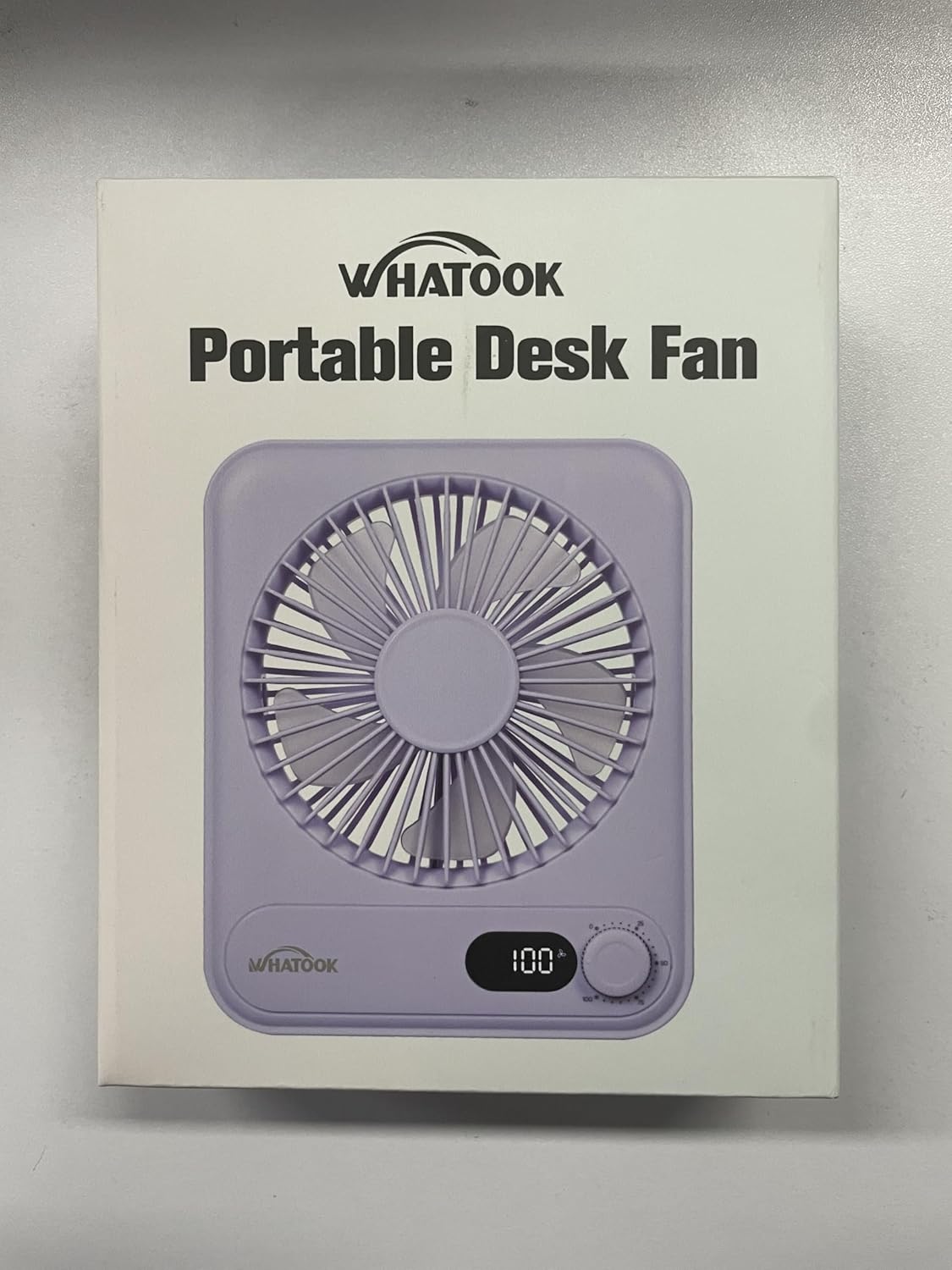 WHATOOK Mini Desk Fan USB: 2000mAh Rechargeable Ultra Quiet 1-100 Speeds Desktop Fans with LED Display, 3-10H Runtime, Child-Safe Grille Cooling Small Portable Table-Fan for Home, Office & Travel