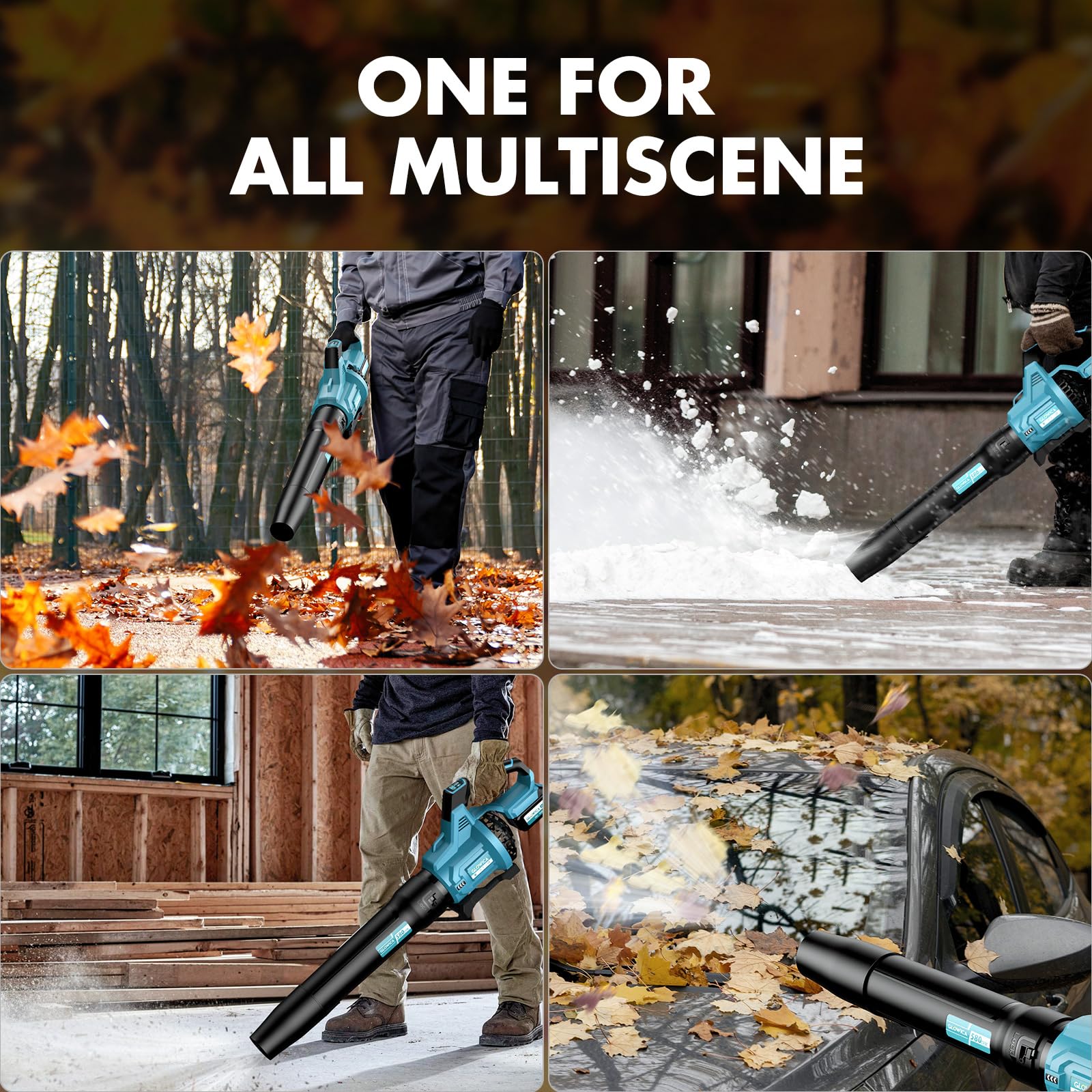 Leaf Blower Cordless, 8000mAh Battery with Fast Charger, Lightweight Electric Garden Blowers with Turbo Boost, 257 km/h & 3 Speed Levels for Lawn Care,Yard,Garage,Leaves,Snow,Dust,and Debris Removal