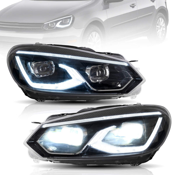 VLAND LED Tail Lights Fit for 2008-2013 Volkswagen Golf 6 MK6 TSI TDI GTD R(not for GTI/Variant/Cabriolet), Rear Lights with Sequential Turn Signal Indicators, E-mark, Red Smoked