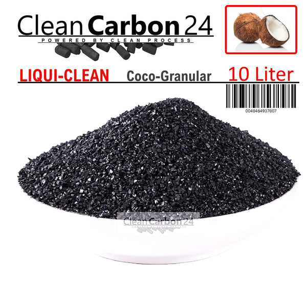 10 litres of activated carbon granulate from coconut shells for water treatment (0.6-2.36 mm/8 x 30 mesh) [energy class A]