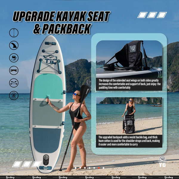 TIGERXBANG Stand Up Paddle Boards 10'6" x 32" x 6"丨10' x 31" x 6" with Premium SUP Board Accessories, Inflatable Paddle Boards for Adults/Kids Stand Up PaddleBoarding