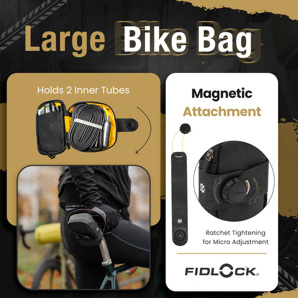 Lumiere & Co. Falcon Magnetic Bike Saddle Bag – 0.69L | 6" x 3.5" x 2" | Sleek Minimalist Brick Design, Fast Magnetic Buckle Attachment | Road Cycling–Specific Bike Seat Bag (Black, Large)