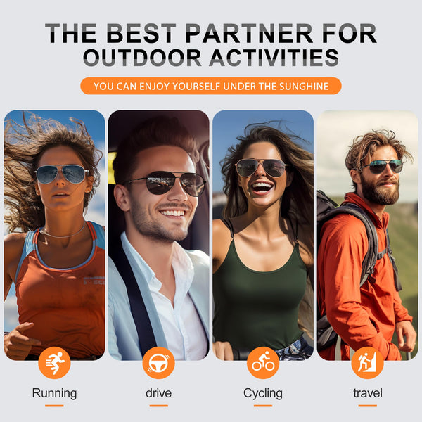 Pilot Men's Polarized Sunglasses - Unisex UV400 Protection Black Sunglasses for Driving, Fishing, Running - Classic Ultra Light Shades