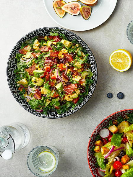 DOWAN Serving Bowls, 2000ML Fruit Bowls Salad Bowls, ?24cm Large Pasta Bowl Set of 2, Serving Dishes for Entertaining, Vibrant Colour Large Bowls for