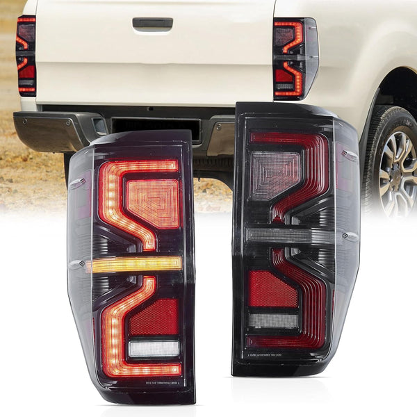 VLAND LED Tail Lights for Ranger T6 T7 T8 XL XLT Wildtrak 2012-2018 Rear Lights Lamp Assembly with Sequential Indicator (12-18 Somked)