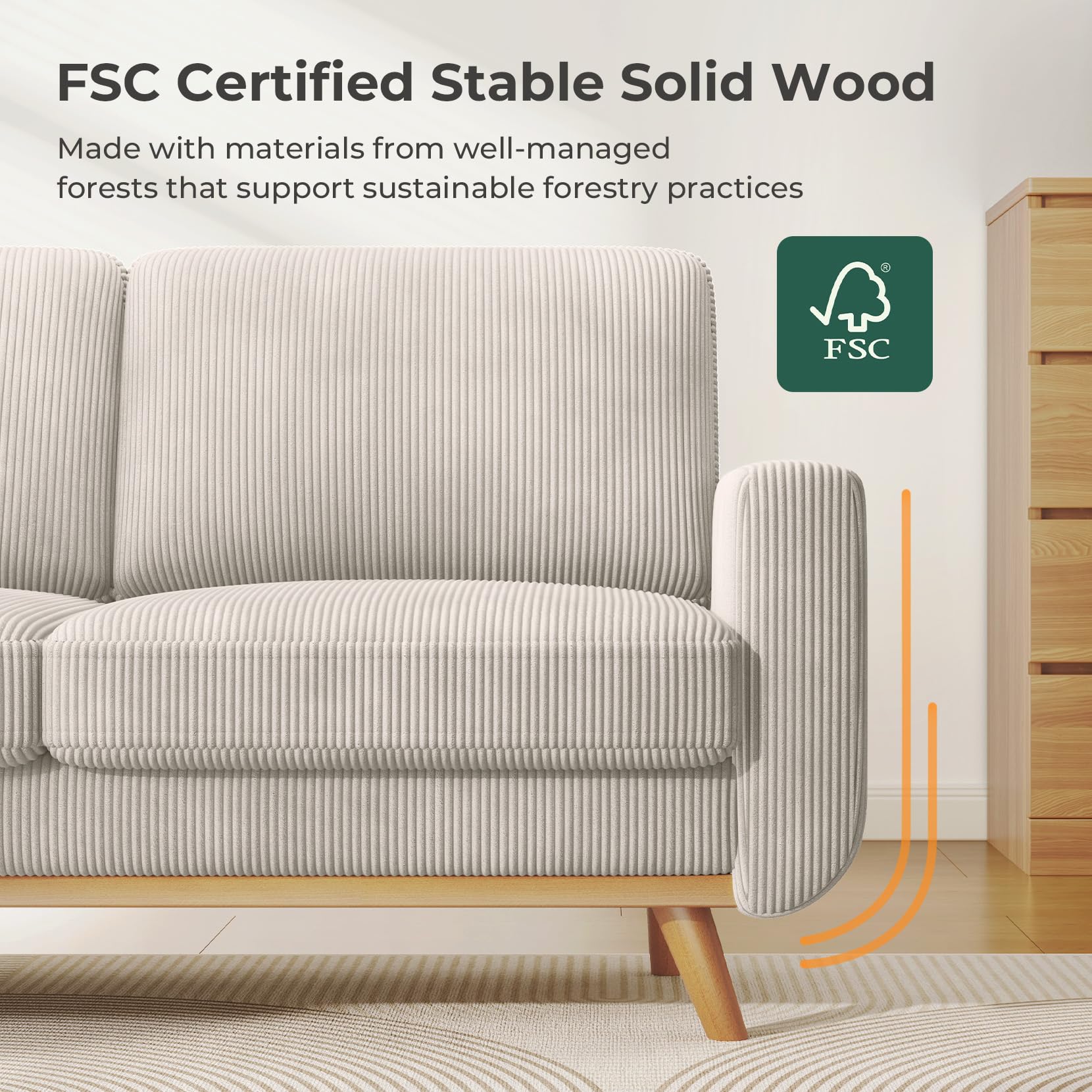 Vesgantti 172cm Loveseat Sofa Green, Comfy Corduroy Couch with Spring Cushion, 2 Seater Sofa with Solid Wood, Sofa Couch with Deep Seat, Sofa for Bedroom, Loveseat for Living Room, Green Office Couch