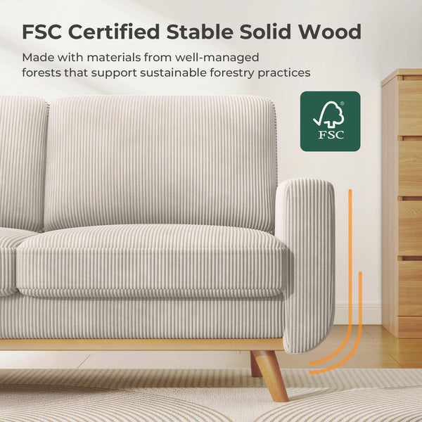 Vesgantti 172cm Loveseat Sofa Green, Comfy Corduroy Couch with Spring Cushion, 2 Seater Sofa with Solid Wood, Sofa Couch with Deep Seat, Sofa for Bedroom, Loveseat for Living Room, Green Office Couch