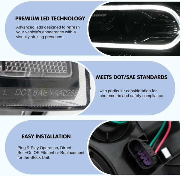 VLAND 2011-2014 Dodge Charger LED Headlights with Dual Beam Sequential Turn Signals (Not Fit Dodge Charger SE 2012)