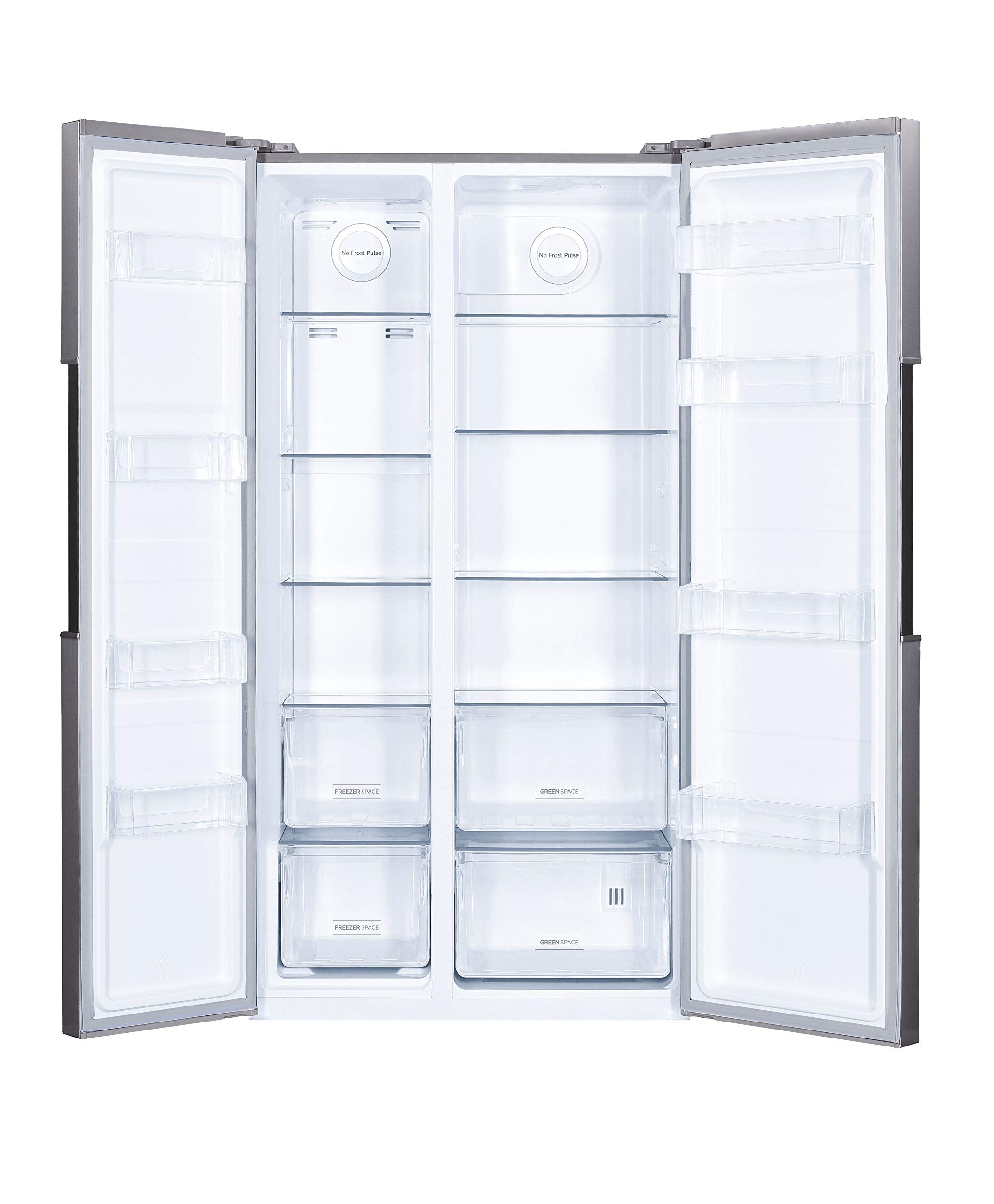 Hoover H-FRIDGE 500 MAXI Freestanding American Fridge Freezer with Water Dispenser, Side by Side, Total No Frost Technology, E Class, 532L Total Capacity, Inox, 91x67x177 cm - HHSBSO6174XWDK-1