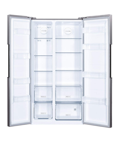 Hoover H-FRIDGE 500 MAXI Freestanding American Fridge Freezer with Water Dispenser, Side by Side, Total No Frost Technology, E Class, 532L Total Capacity, Inox, 91x67x177 cm - HHSBSO6174XWDK-1